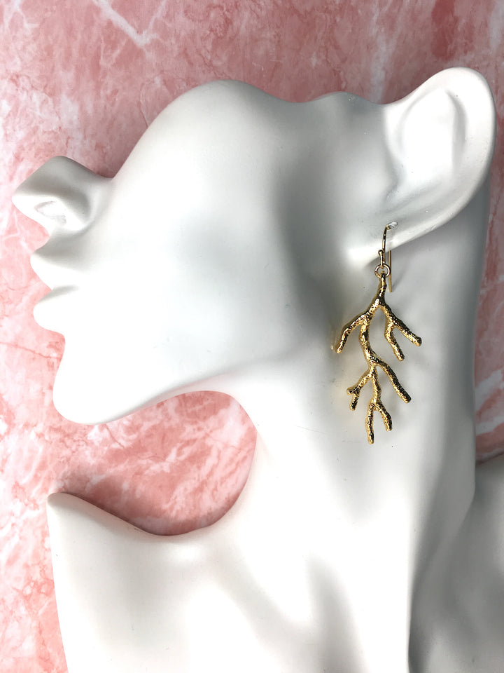 Branch Shaped Gold Earrings IPE002 - FARRA