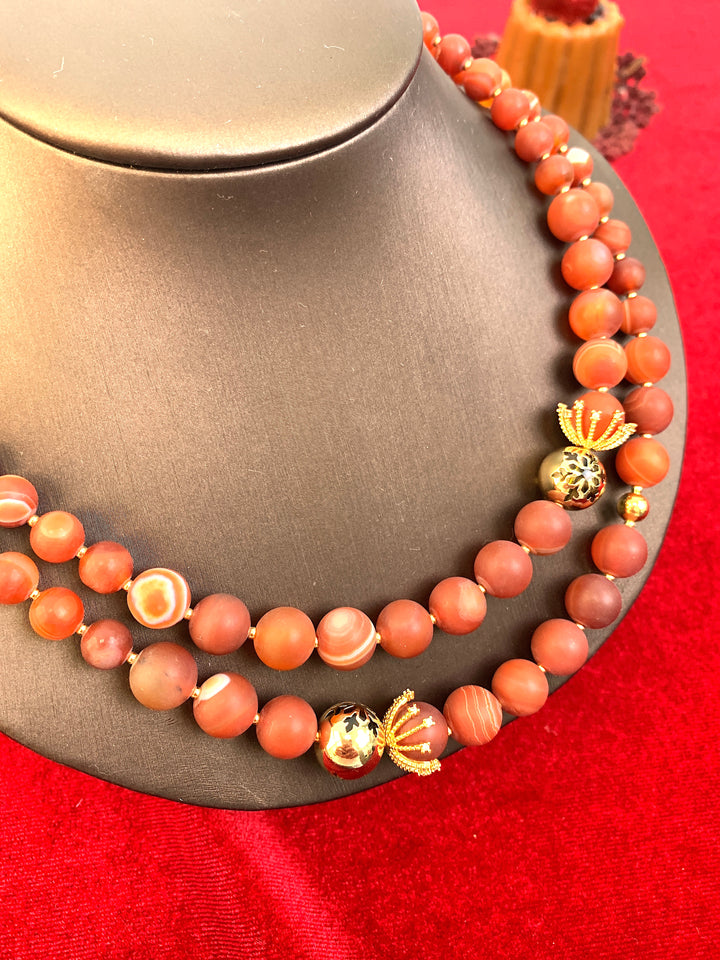 Red Agates Double Strands Stunning Necklace HN033 - FARRA