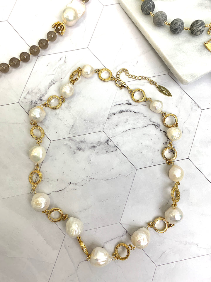 Irregular Freshwater Pearls Chain Necklace HN024 - FARRA