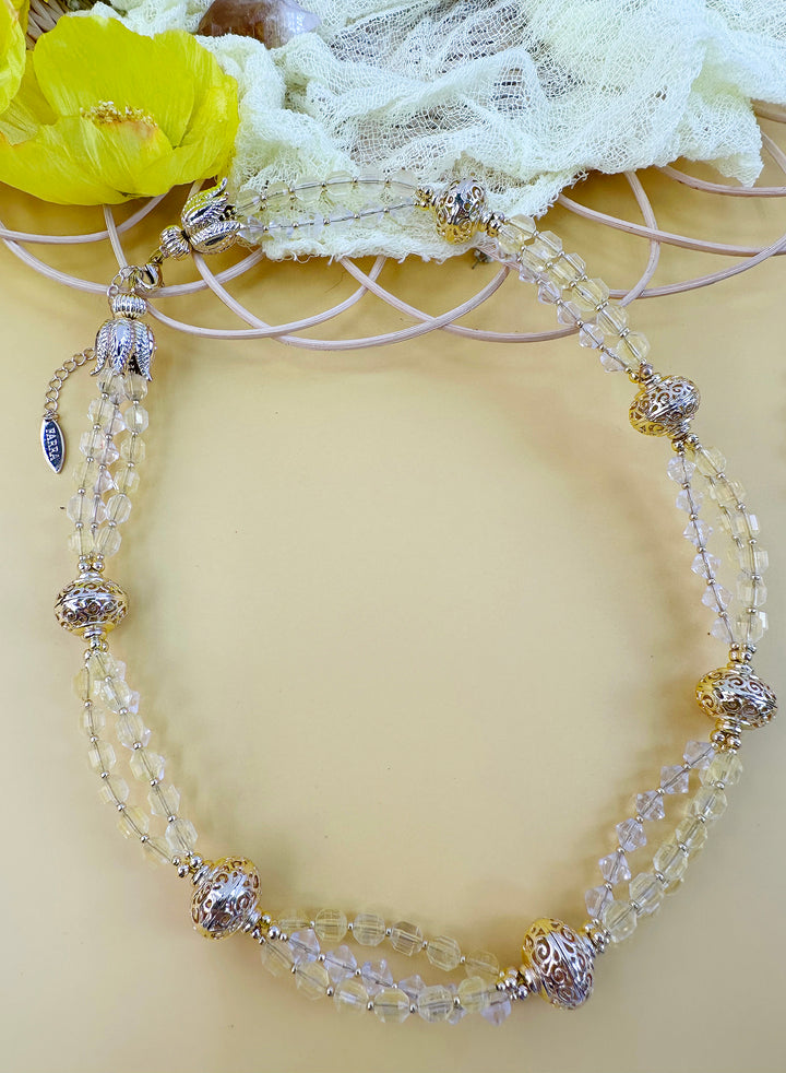 Vintage Style Citrine Double Layers Necklace JN015 - FARRA