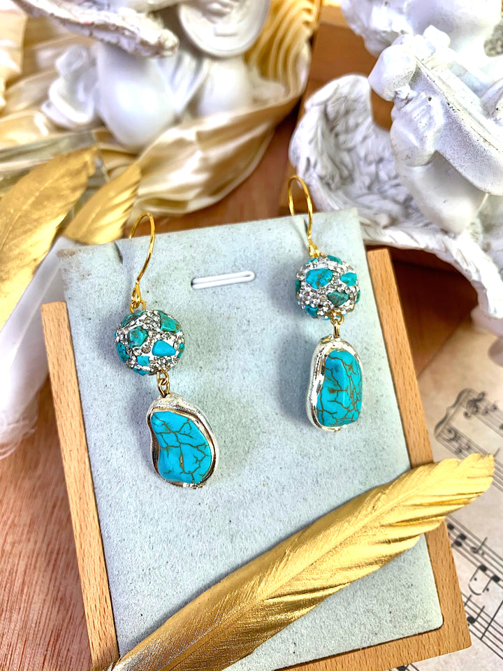 Turquoise Dangles Earrings EE010 - FARRA