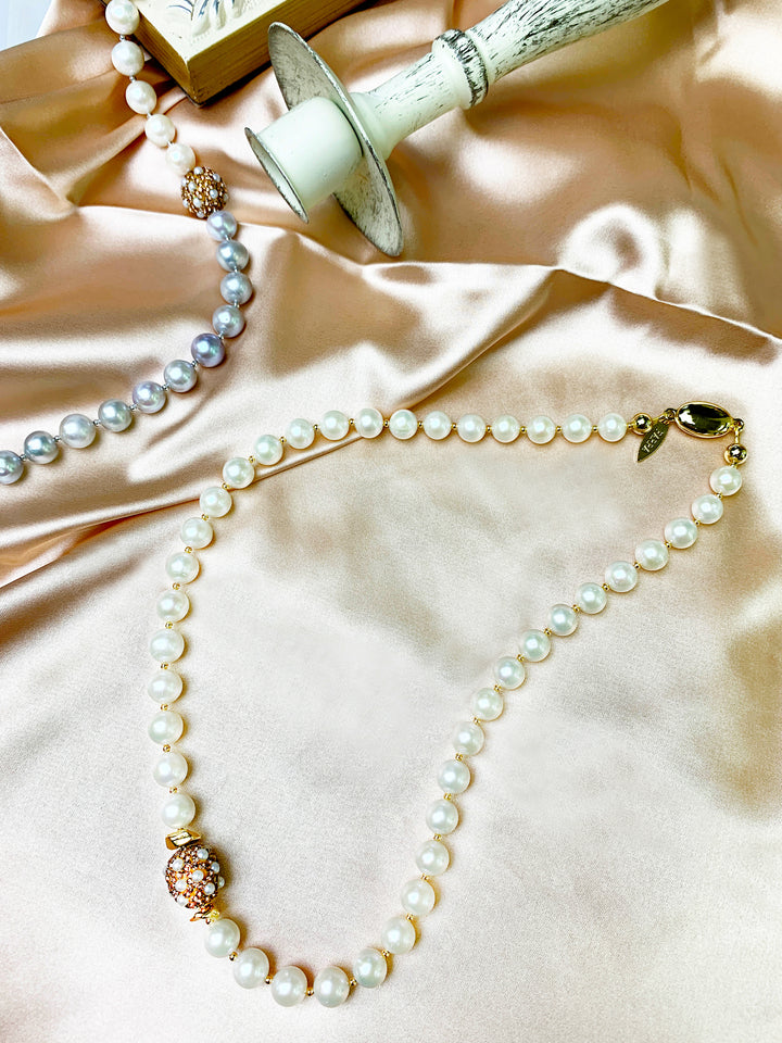 Classic Freshwater Pearls Short Necklace FN026 - FARRA