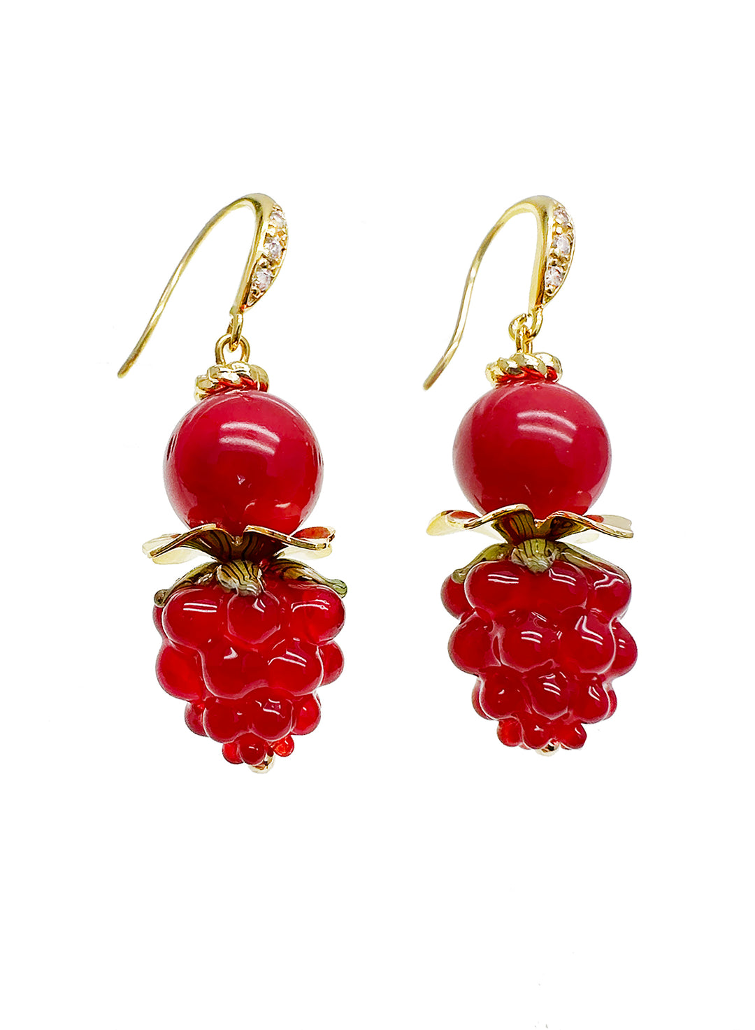 Red Coral with Rasberry Earrings JE002 - FARRA