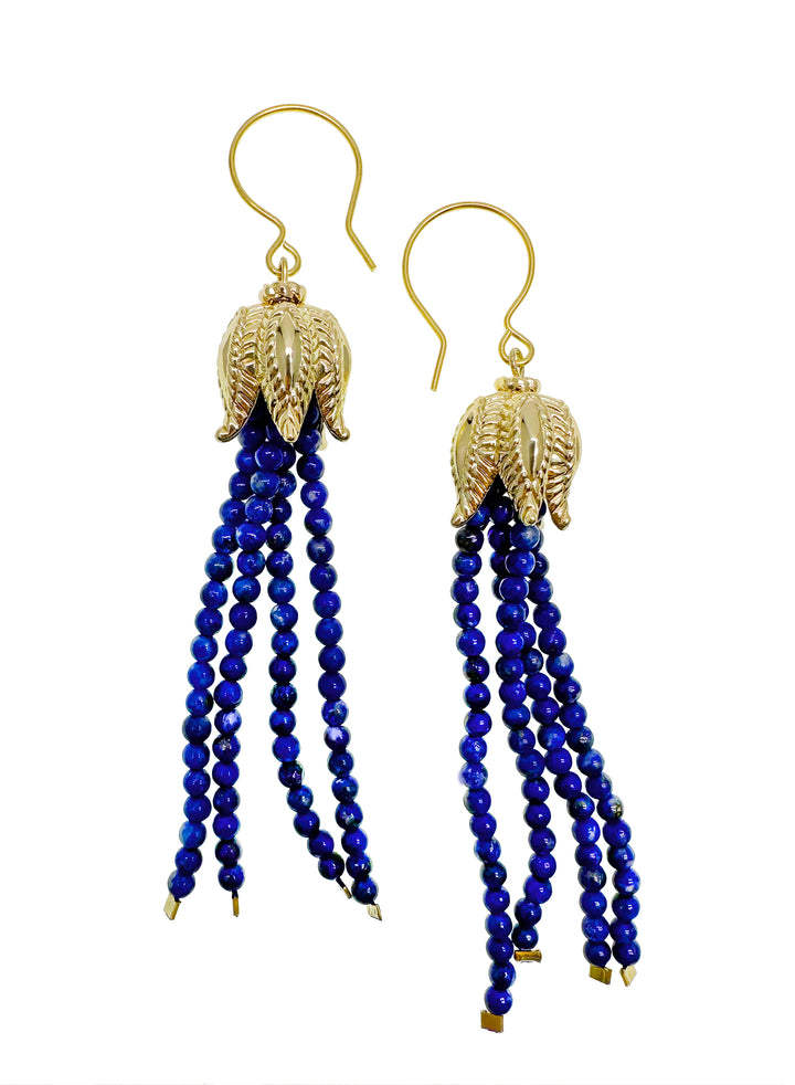 Lapis BeadedTassel Earrings JE022 - FARRA