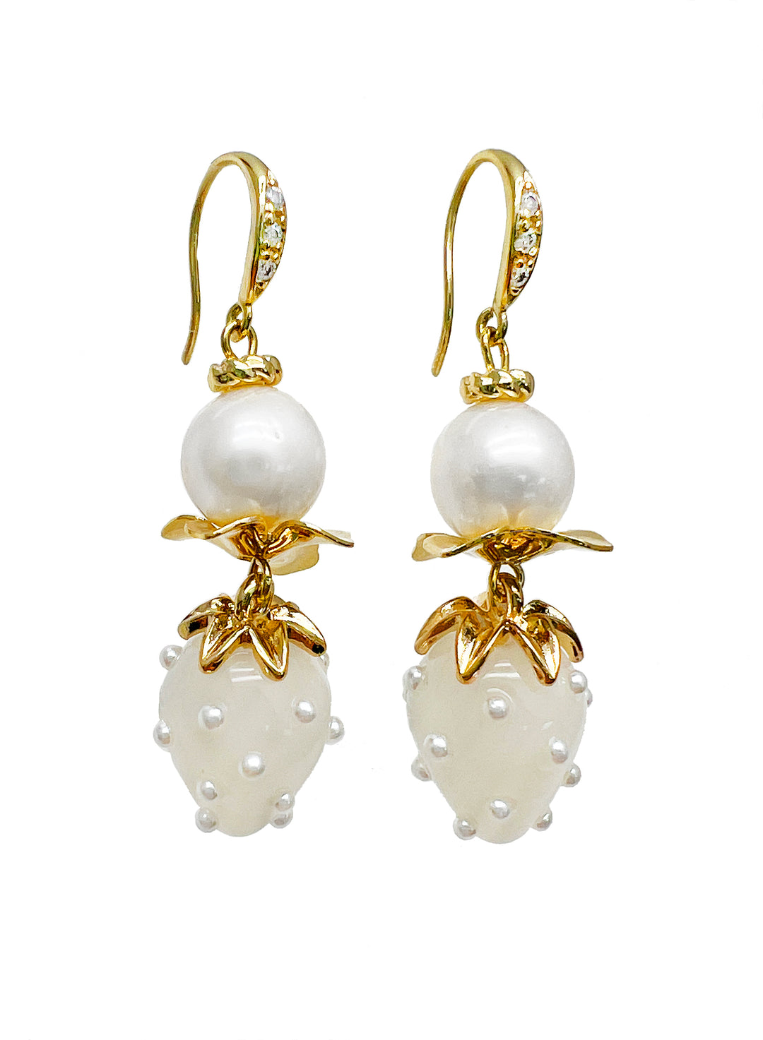 Freshwater Pearls with White Strawberry Earrings JE031 - FARRA