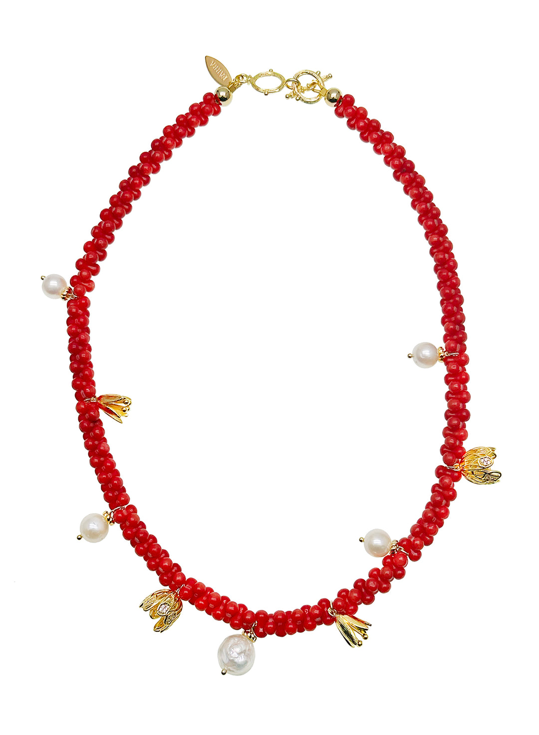 Peanut Shaped Red Coral Necklace JN001 - FARRA