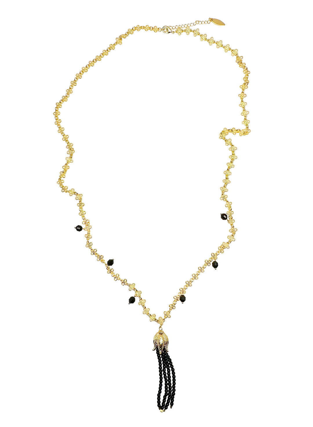 Chain with Black Obsidian Tassel Necklace JN061 - FARRA